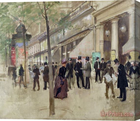 Jean Beraud The Boulevard Montmartre and the Theatre des Varietes Stretched Canvas Painting / Canvas Art