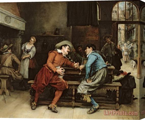 Jean Charles Meissonier Two Men Talking In A Tavern Stretched Canvas Print / Canvas Art