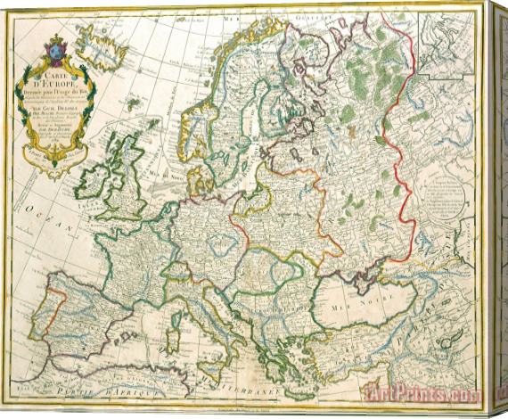 Jean-Claude Dezauche Map of Europe Stretched Canvas Print / Canvas Art
