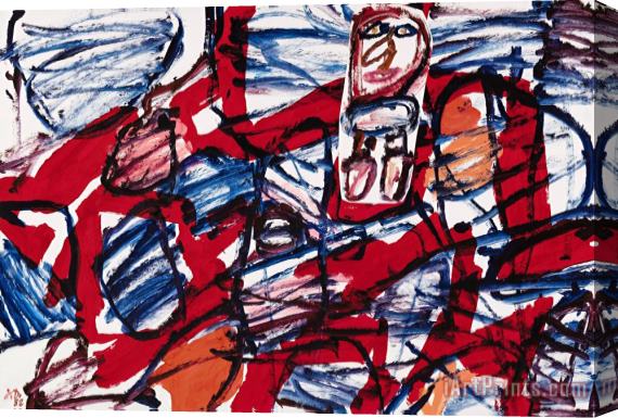 Jean Dubuffet Site Aleatoire Avec Un Personnage, 1982 Stretched Canvas Print / Canvas Art