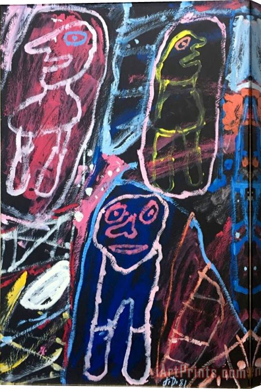 Jean Dubuffet Site Avec 3 Personnages I, 1981 Stretched Canvas Painting / Canvas Art