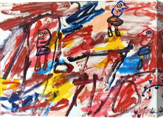 Jean Dubuffet Site Avec 3 Personnages Ii, 1981 Stretched Canvas Print / Canvas Art