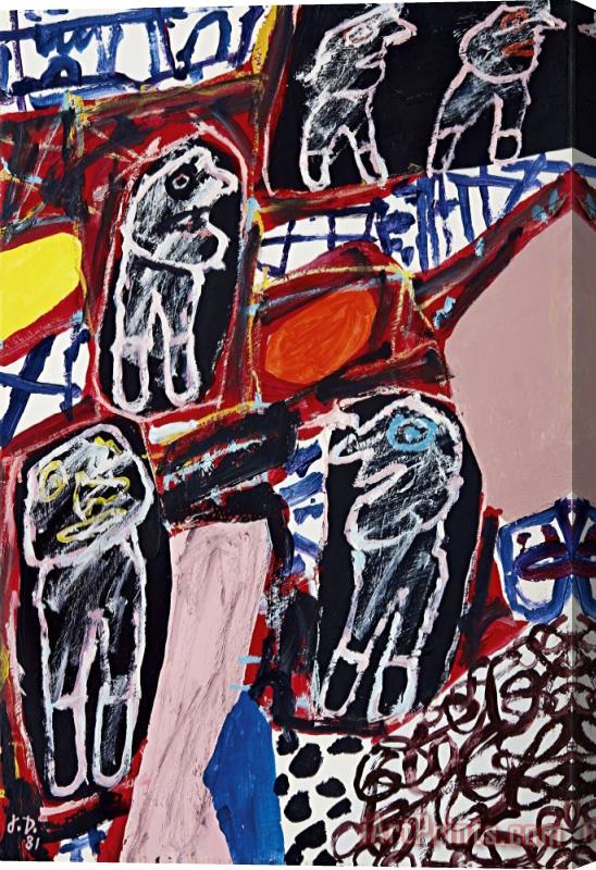 Jean Dubuffet Site Avec 5 Personnages, 1981 Stretched Canvas Painting / Canvas Art