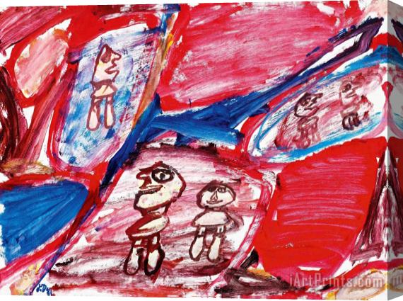 Jean Dubuffet Site Avec 5 Personnages Ii, 1981 Stretched Canvas Painting / Canvas Art