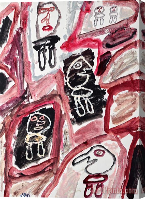 Jean Dubuffet Site Avec Six Personnages, 1981 Stretched Canvas Painting / Canvas Art