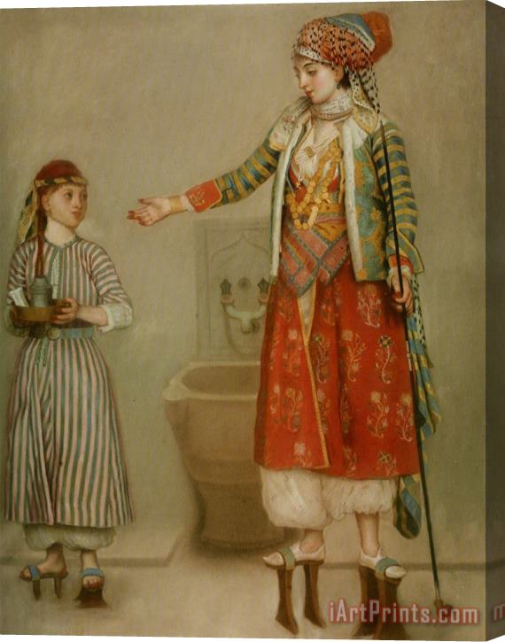 Jean-Etienne Liotard A Lady in Turkish Costume with Her Servant at The Hammam Stretched Canvas Print / Canvas Art