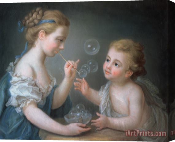 Jean-Etienne Liotard Children blowing bubbles Stretched Canvas Print / Canvas Art