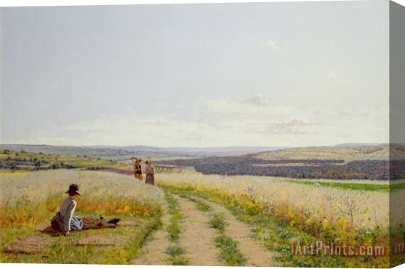 Jean F Monchablon Girl in the Fields Stretched Canvas Painting / Canvas Art