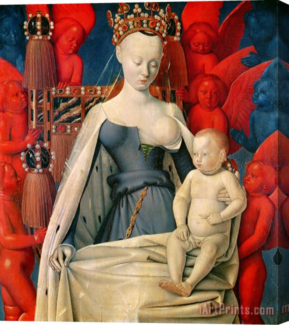 Jean Fouquet Virgin and Child Surrounded by Angels Stretched Canvas Painting / Canvas Art
