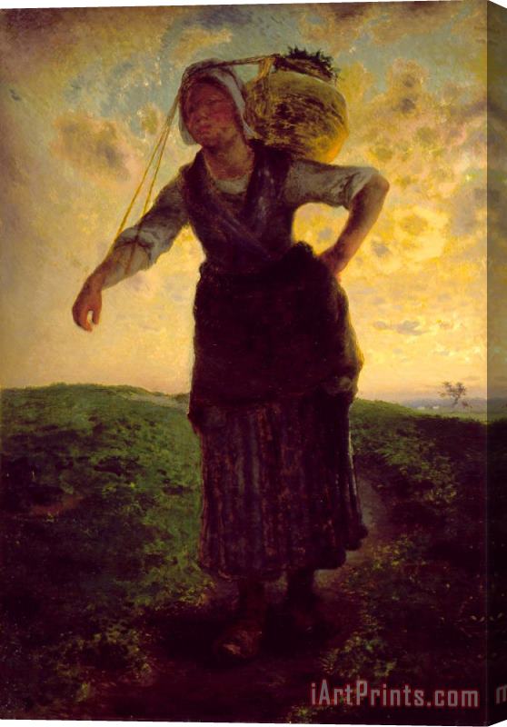 Jean-Francois Millet A Norman Milkmaid at Greville Stretched Canvas Print / Canvas Art