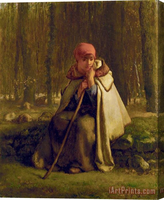 Jean-Francois Millet Seated Shepherdess Stretched Canvas Print / Canvas Art