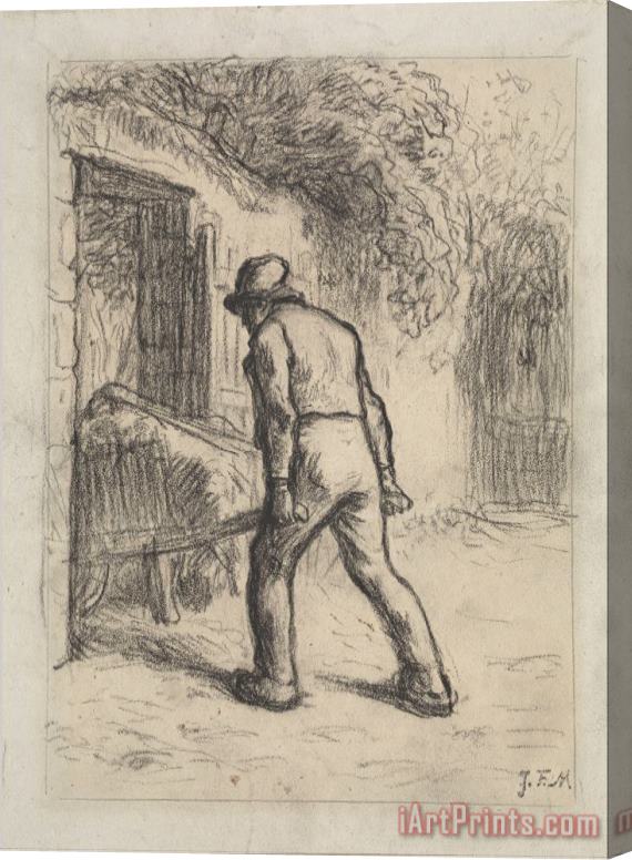 Jean-Francois Millet Study for Man with a Wheelbarrow Stretched Canvas Painting / Canvas Art