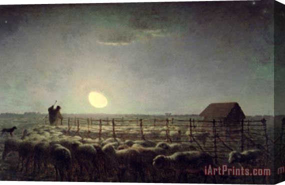 Jean-Francois Millet The Sheepfold Moonlight Stretched Canvas Print / Canvas Art