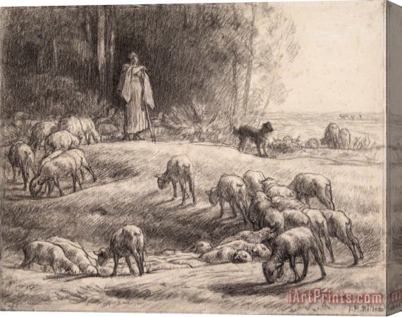 Jean-Francois Millet The Shepherdess Stretched Canvas Painting / Canvas Art
