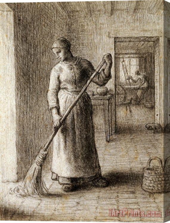 Jean-Francois Millet Woman Sweeping Her Home Stretched Canvas Print / Canvas Art