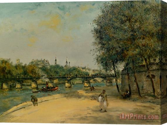 Jean Francois Raffaelli Institut De Framce Et Le Pont Des Arts Stretched Canvas Print / Canvas Art