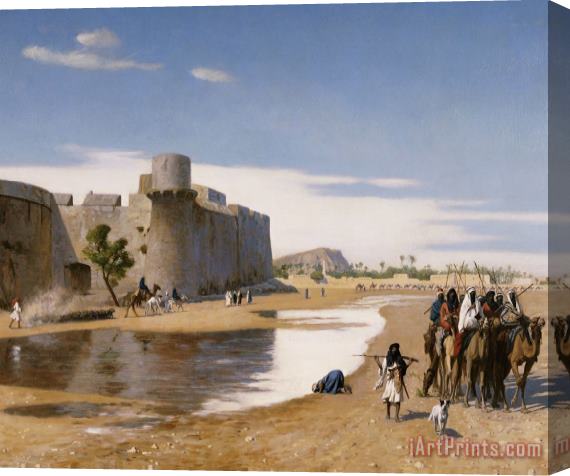 Jean Leon Gerome An Arab Caravan Outside A Fortified Town Stretched Canvas Print / Canvas Art