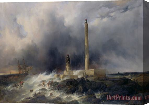 Jean Louis Petit View of the Lighthouse at Gatteville Stretched Canvas Painting / Canvas Art
