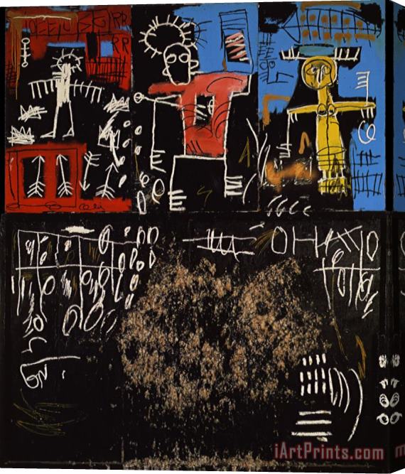 Jean-michel Basquiat Black Tar And Feathers Stretched Canvas Print / Canvas Art