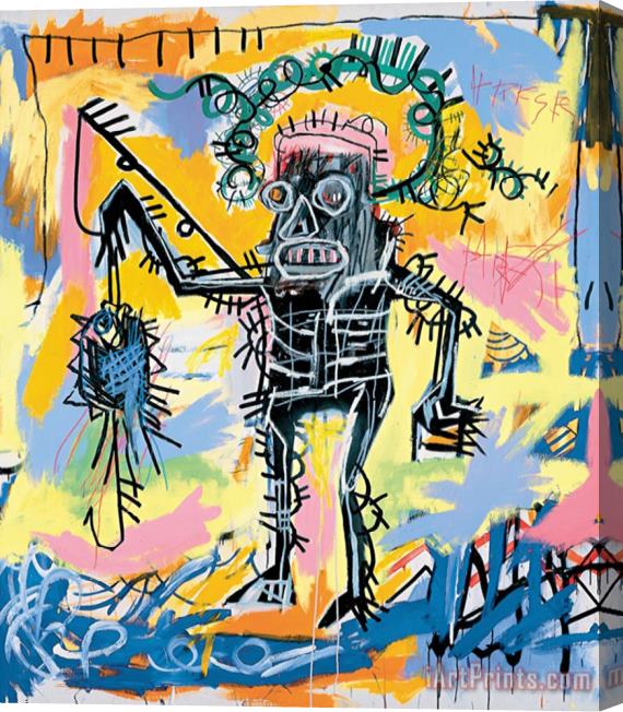 Jean-michel Basquiat Fishing 1981 Stretched Canvas Painting / Canvas Art