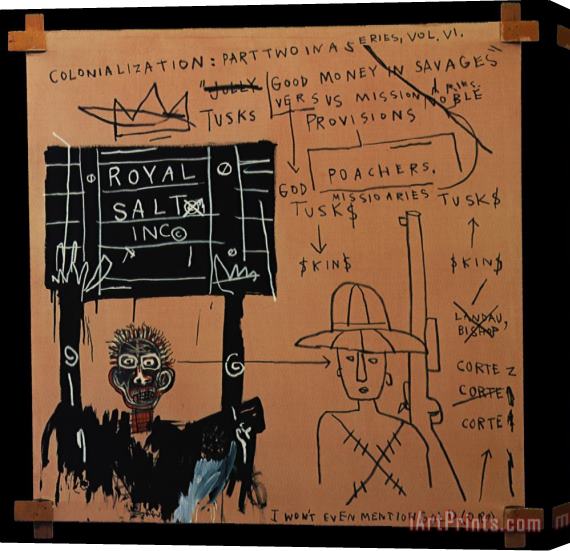 Jean-michel Basquiat Native Carrying Some Guns Bibles Amorites on Safari Stretched Canvas Painting / Canvas Art