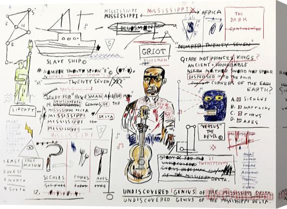 Jean-michel Basquiat Portfolio of Wolf Sausage, King Brand, Dog Leg Study And Undiscovered Genuis, 2019 Stretched Canvas Print / Canvas Art