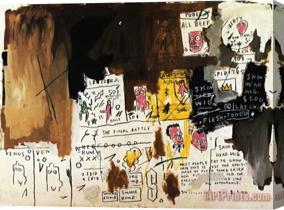 Jean-michel Basquiat Skin Head Wig Stretched Canvas Painting / Canvas Art