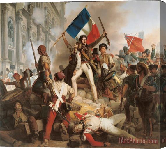 Jean Victor Schnetz Fighting at the Hotel de Ville Stretched Canvas Painting / Canvas Art