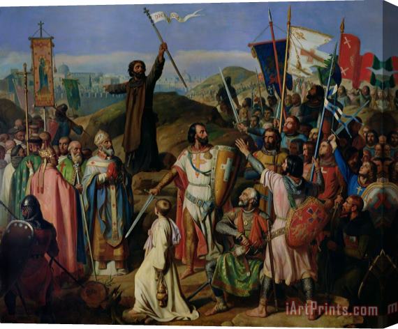 Jean Victor Schnetz Procession of Crusaders around Jerusalem Stretched Canvas Painting / Canvas Art