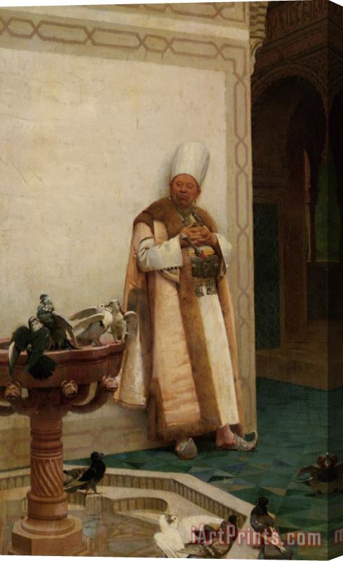Jehan Georges Vibert A Grand White Enuch Watching Doves Stretched Canvas Print / Canvas Art