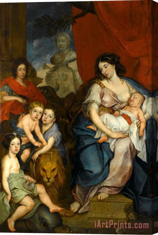Jerzy Eleuter Szymonowicz Siemiginowski Portrait of Queen Maria Casimire with Children Stretched Canvas Print / Canvas Art