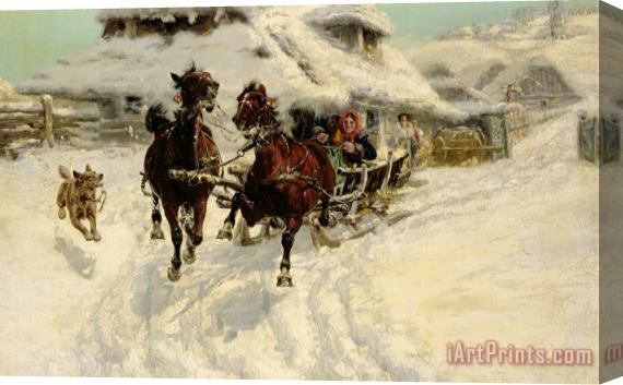 JFJ Vesin The Sleigh Ride Stretched Canvas Painting / Canvas Art