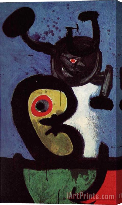 Joan Miro Character And Bird in The Night, 1967 Stretched Canvas Print / Canvas Art
