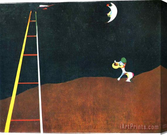Joan Miro Dog Barking at The Moon 2 Stretched Canvas Painting / Canvas Art