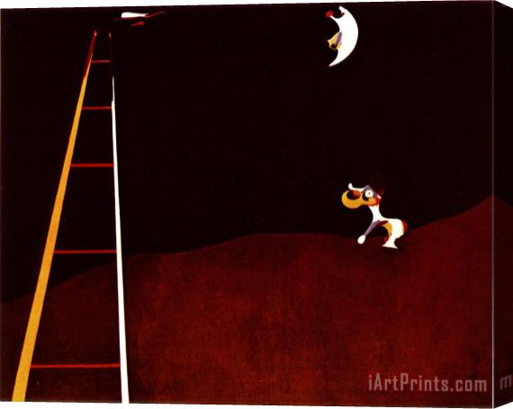 Joan Miro Dog Barking at The Moon Stretched Canvas Print / Canvas Art