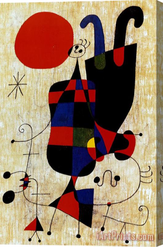 Joan Miro Dog in Front of The Sun Stretched Canvas Print / Canvas Art
