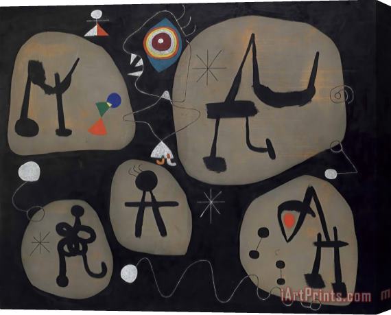Joan Miro Femme Entendant De La Musique Stretched Canvas Print / Canvas Art