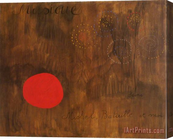 Joan Miro Musique Seine Michel Bataille Et Moi Stretched Canvas Print / Canvas Art