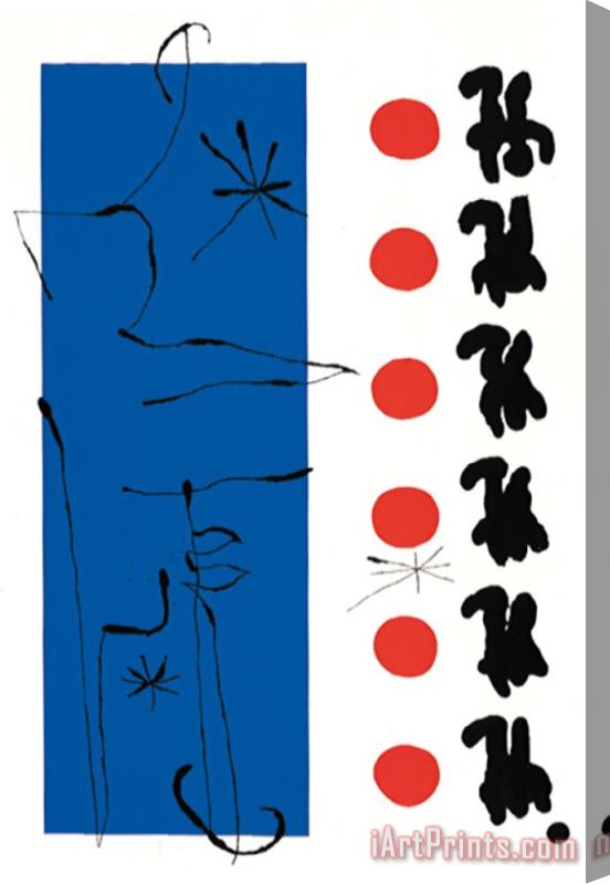 Joan Miro Rouge Et Bleu 1960 Stretched Canvas Painting / Canvas Art