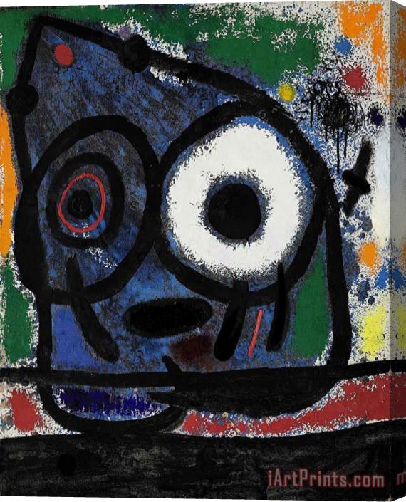 Joan Miro Tete Bleue Et Oiseau Fleche, 1965 Stretched Canvas Painting / Canvas Art