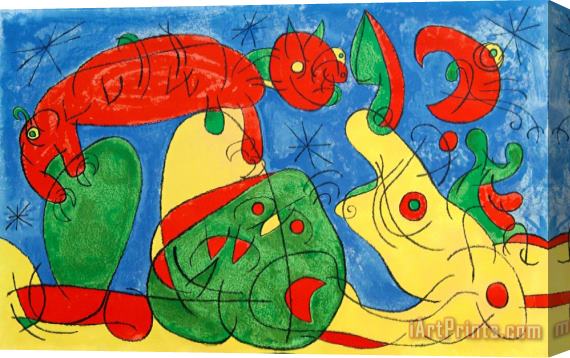 Joan Miro The Night, The Bear Iii, From Series for King Ubu, 1966 Stretched Canvas Print / Canvas Art