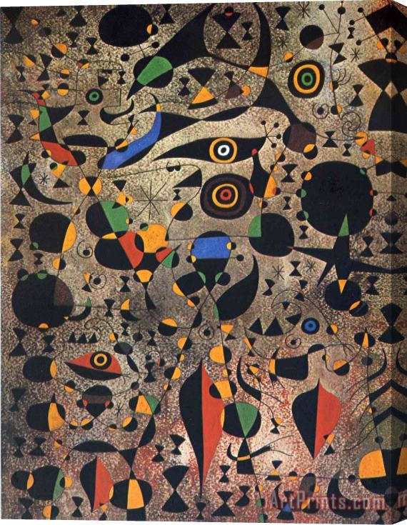 Joan Miro Woman Encircled by The Flight of a Bird Stretched Canvas Print / Canvas Art