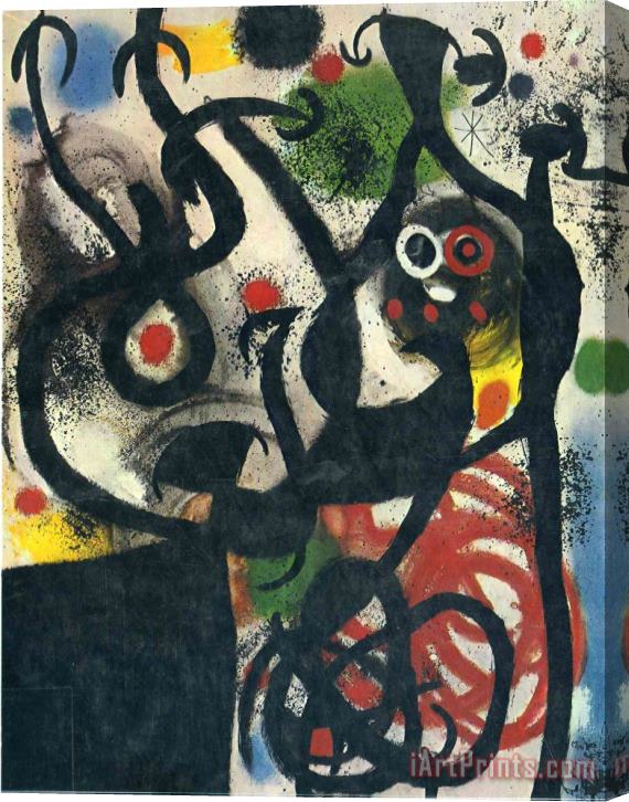 Joan Miro Women And Birds in The Night Stretched Canvas Print / Canvas Art
