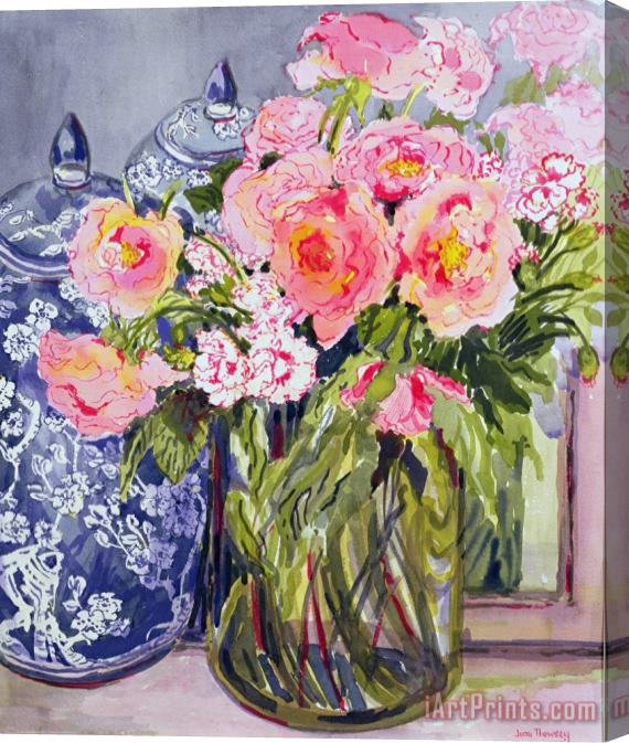 Joan Thewsey Still Life With Two Blue Ginger Jars Stretched Canvas Painting / Canvas Art