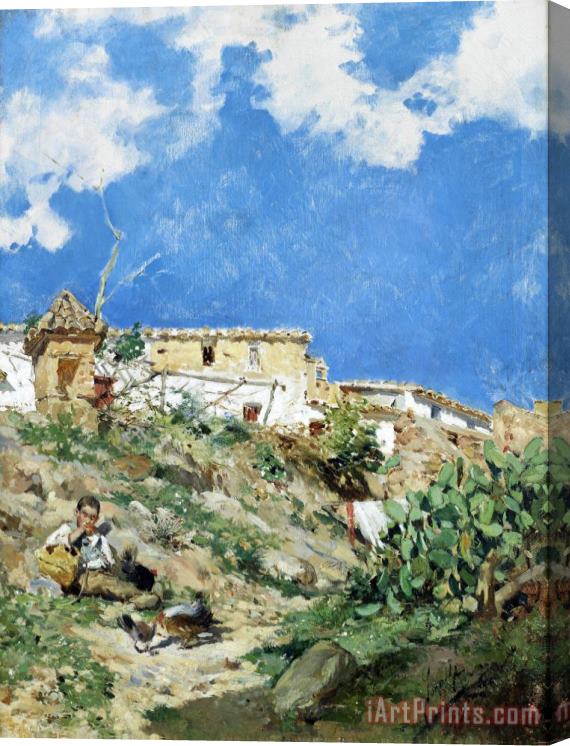 Joaquin Sorolla y Bastida A Landscape with Figure in Sagunto Stretched Canvas Painting / Canvas Art