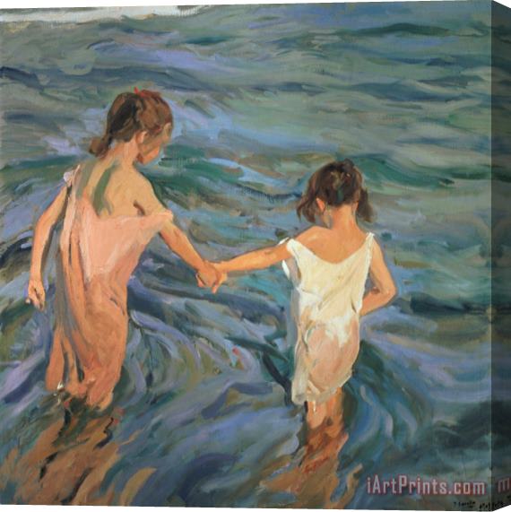 Joaquin Sorolla y Bastida Children in the Sea Stretched Canvas Print / Canvas Art