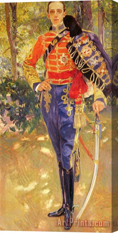 Joaquin Sorolla y Bastida Portrait of King Alfonso XIII in a Hussar's Uniform Stretched Canvas Painting / Canvas Art