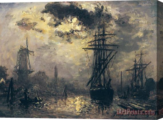Johan Barthold Jongkind The Windmills in Rotterdam Stretched Canvas Painting / Canvas Art