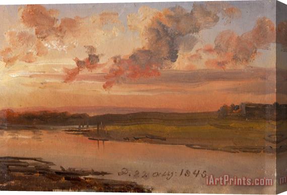 Johan Christian Dahl The Elbe in The Evening Stretched Canvas Print / Canvas Art