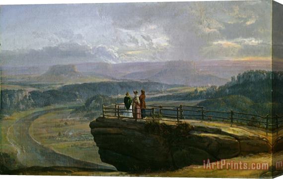 Johan Christian Dahl View From Bastei Stretched Canvas Print / Canvas Art